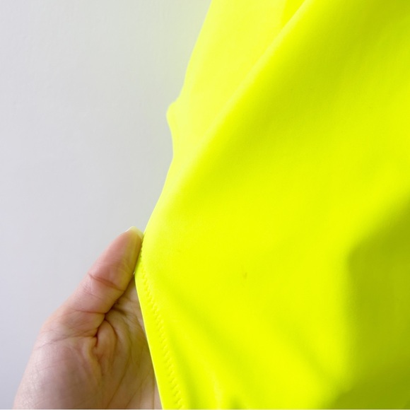 NEW Aerie Neon Yellow V Neck Halter Low Back One Piece Swimsuit - Picture 6 of 10